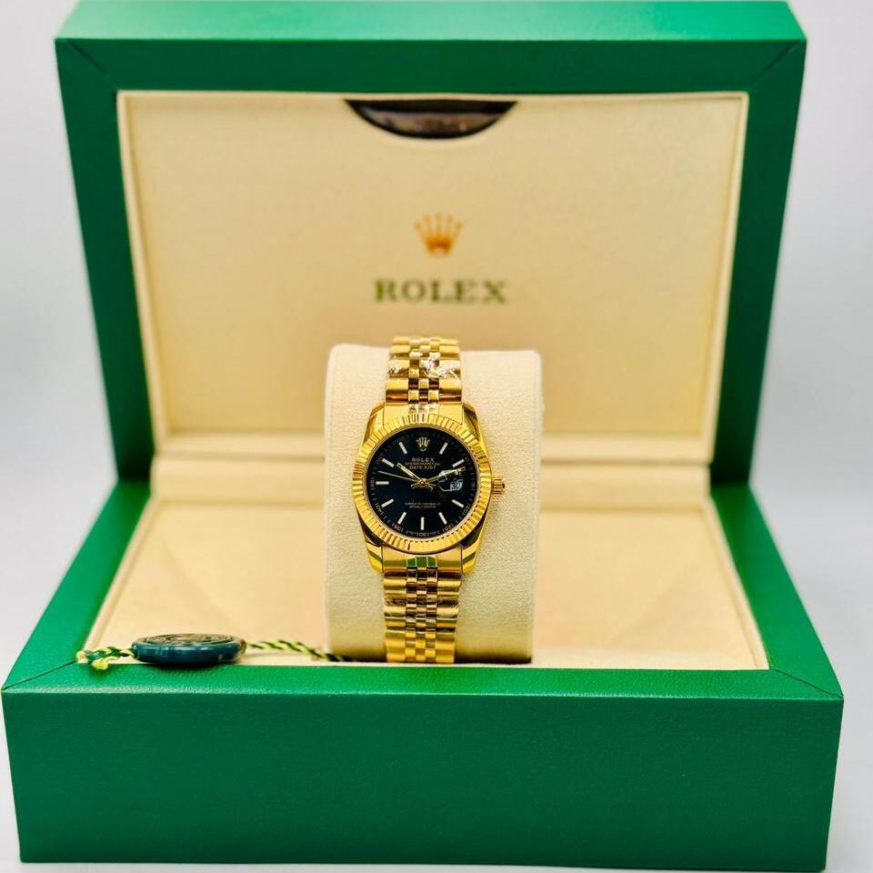 ساعة رولكس ديت نسائية فاخرة بفيلم بمينا أسود